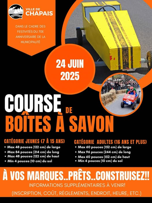 Les règlements de la Course de boîtes à savon sont maintenant disponibles!